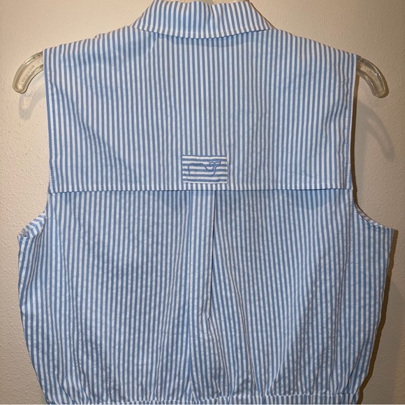 Vineyard Vines Harbor Sleeveless Shirt Dress Women Performance Seersucker - Picture 5 of 6